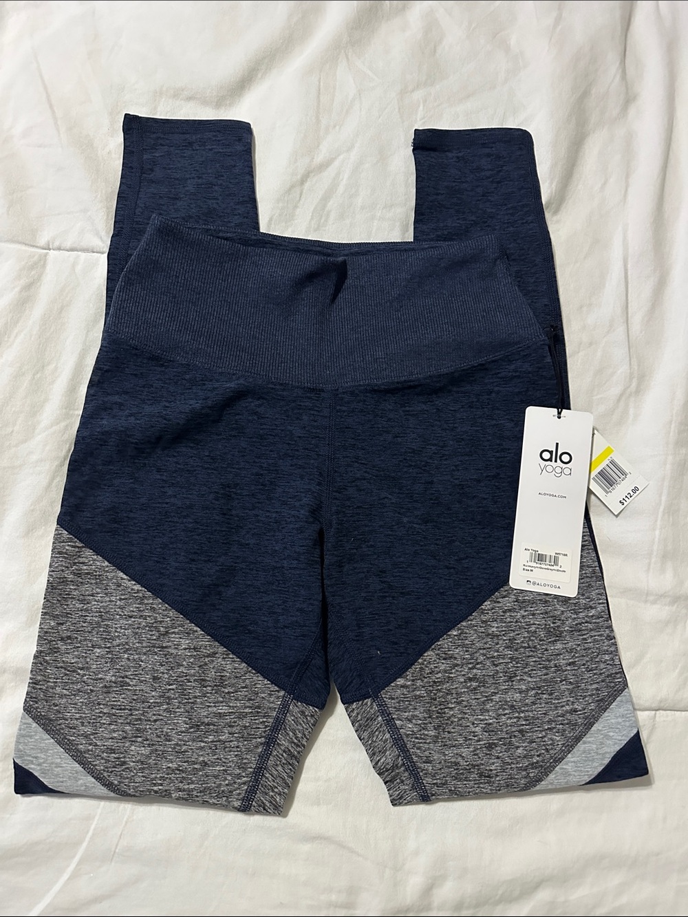 ALO Yoga Kids Navy and Gray Colorblock Leggings